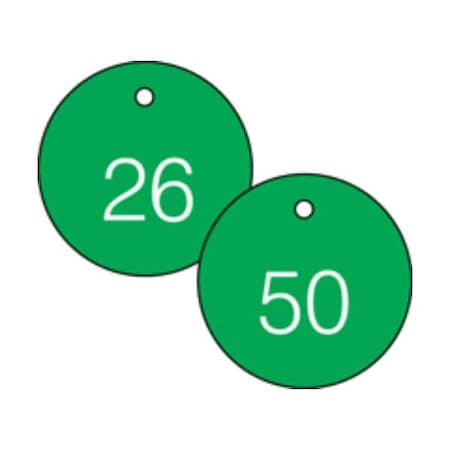 Accuform Engraved Numbered Tags, RP-Plastic, 3/8 in H x 3-1/4 in W, 25 PK TDG362GN